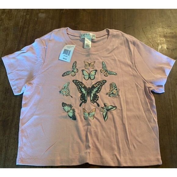 Cut and paste T-Shirt, Designed In California, Summer Crop Top, Size XX-Large - Picture 1 of 5